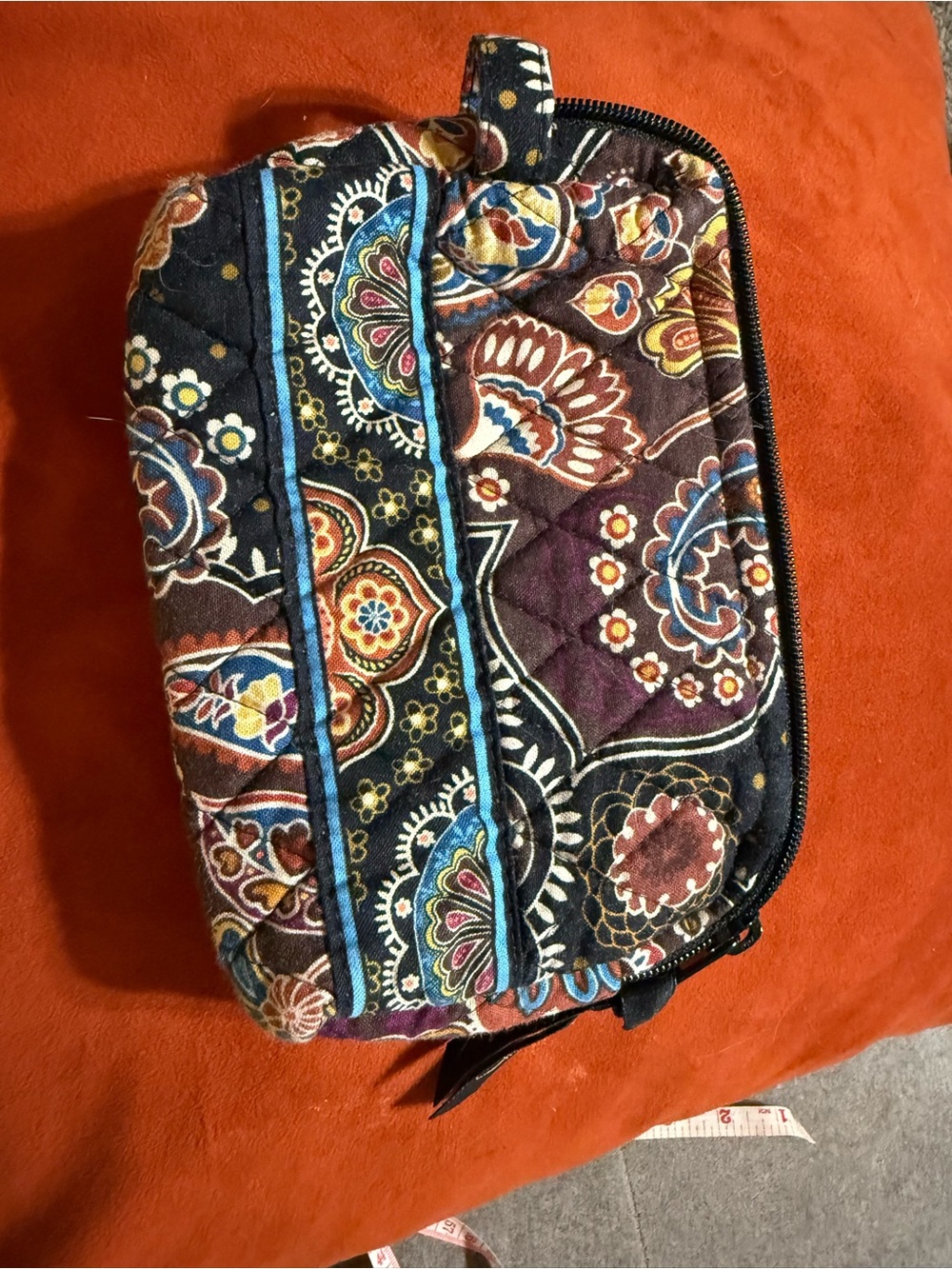 Vera Bradley Quilted Floral Makeup Pouch in Black, Blue, Brown & Purple